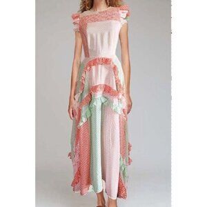 Love Binetti Designer Chantal Dress Silk Maxi Ruffle